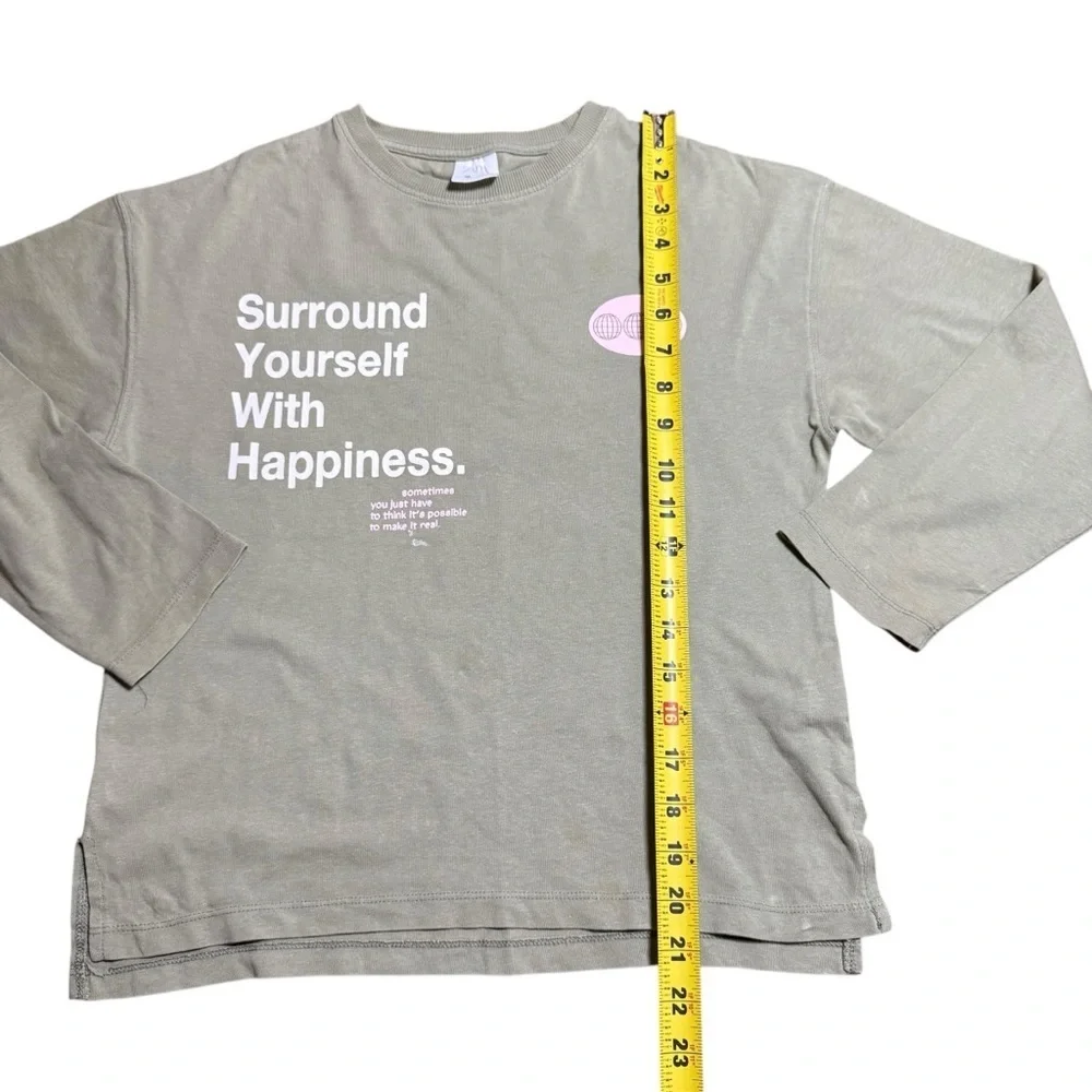 Zara Kids Green Long Sleeve Tee with Pink Graphic – Size 10